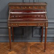 Mahogany cylinder desk nineteenth style Louis XVI red marble