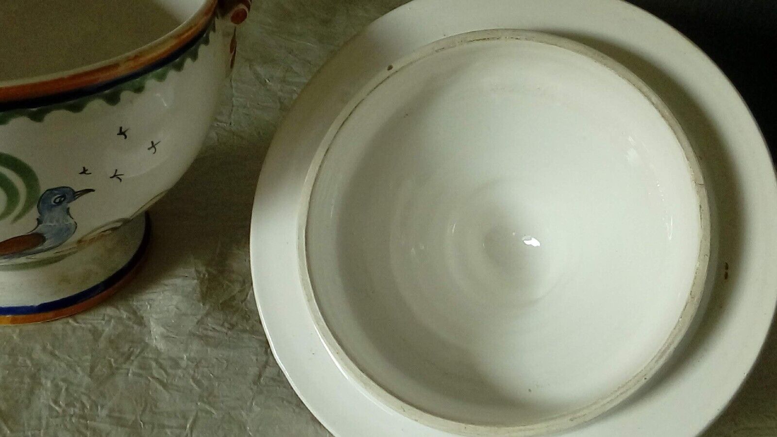 Earthenware tureen floral bird decoration nevers la rochelle?