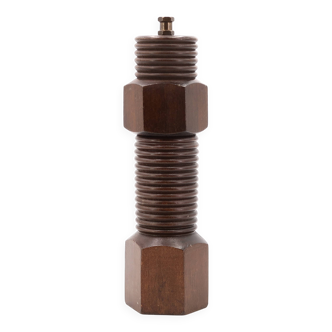 Wooden pepper mill in mechanical style, 1970s