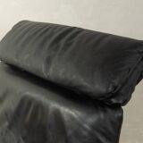 1980s cor armchair and ottoman in black leather