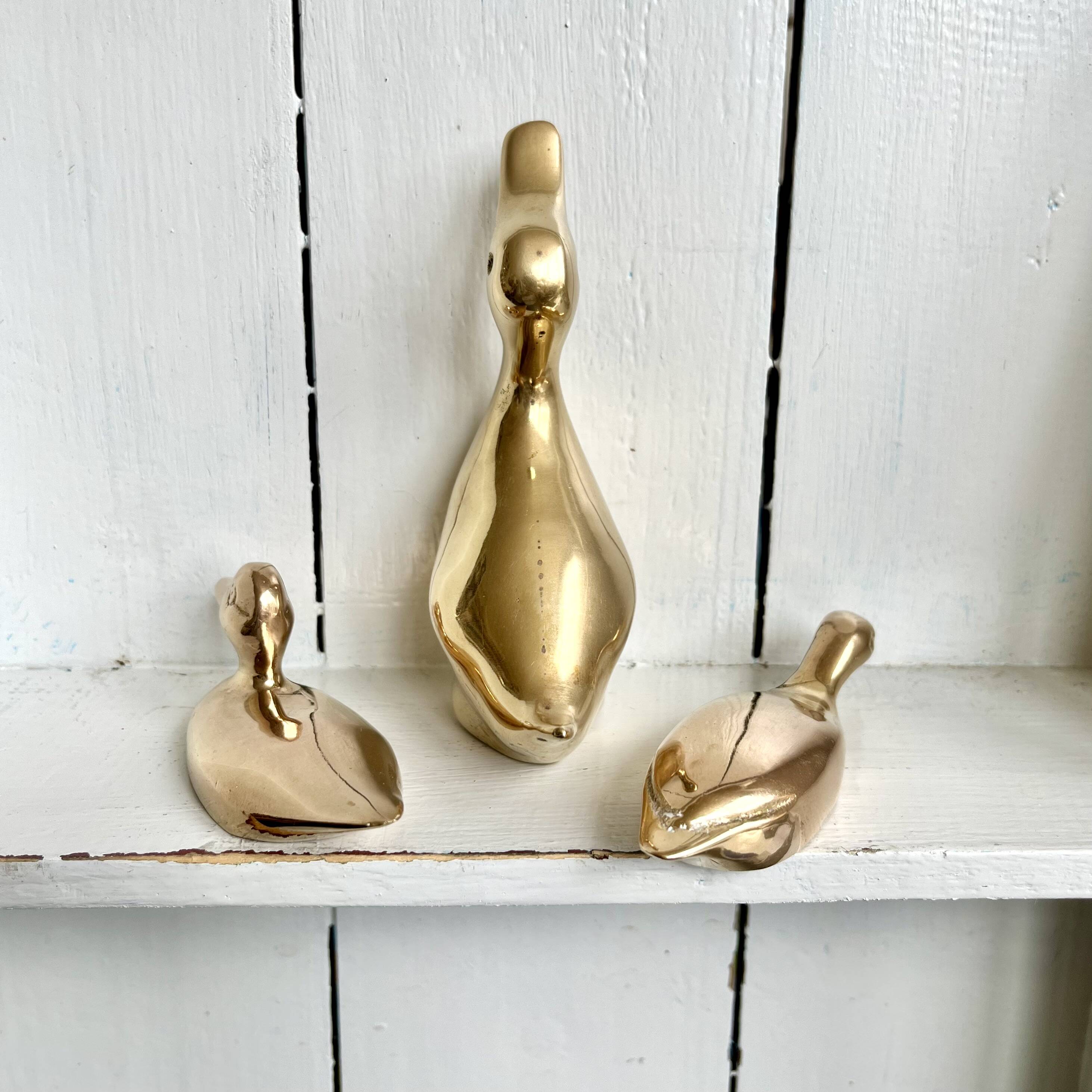 Three ducks or trio in solid brass