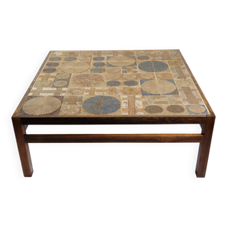 Sofa table Made In Rosewood With Tiles By Tue Poulsen From 1960s