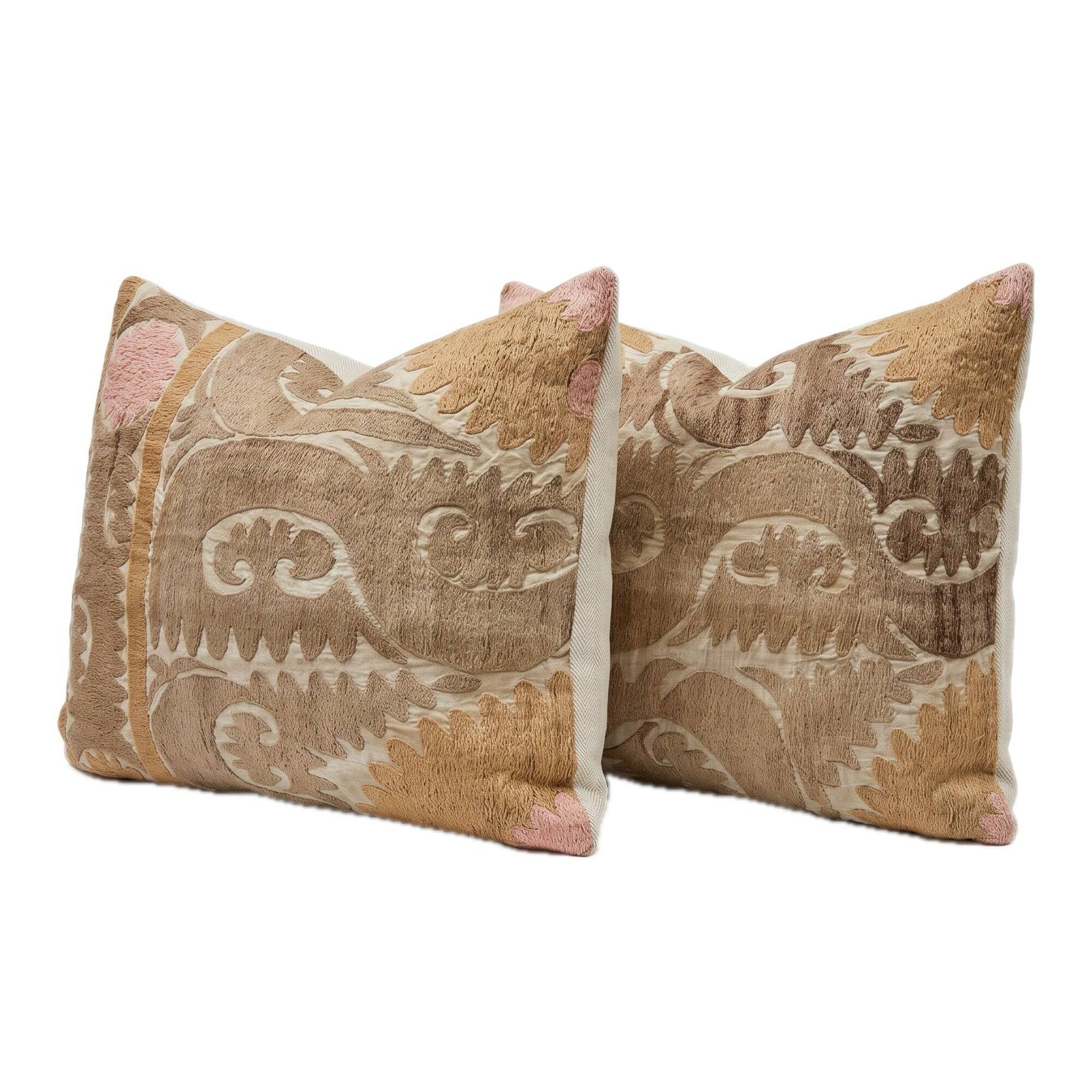 Lot de 2 housses de coussin brodées vintage 59x68 cm