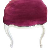 Castle chair and footrest in wood and burgundy velvet