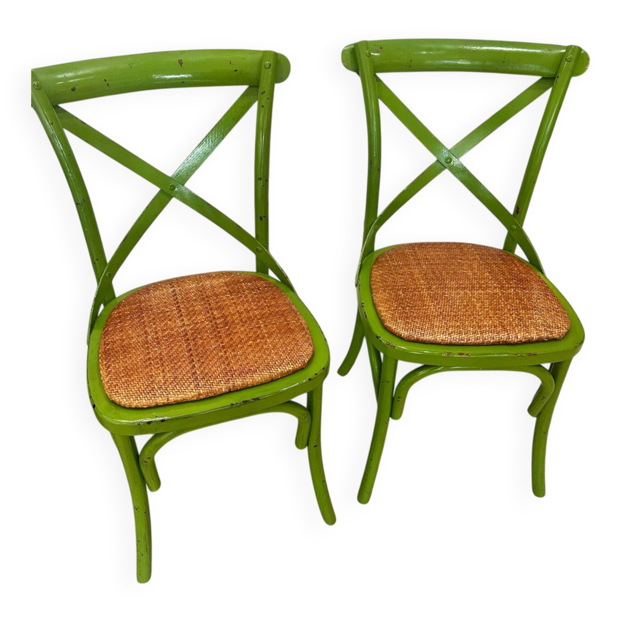 Vintage green bistro chair pairs