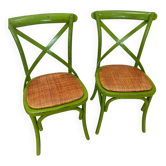 Paires de chaises bistrots vertes vintage