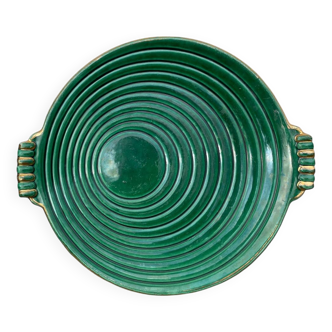 Plat rond art déco en céramique vert