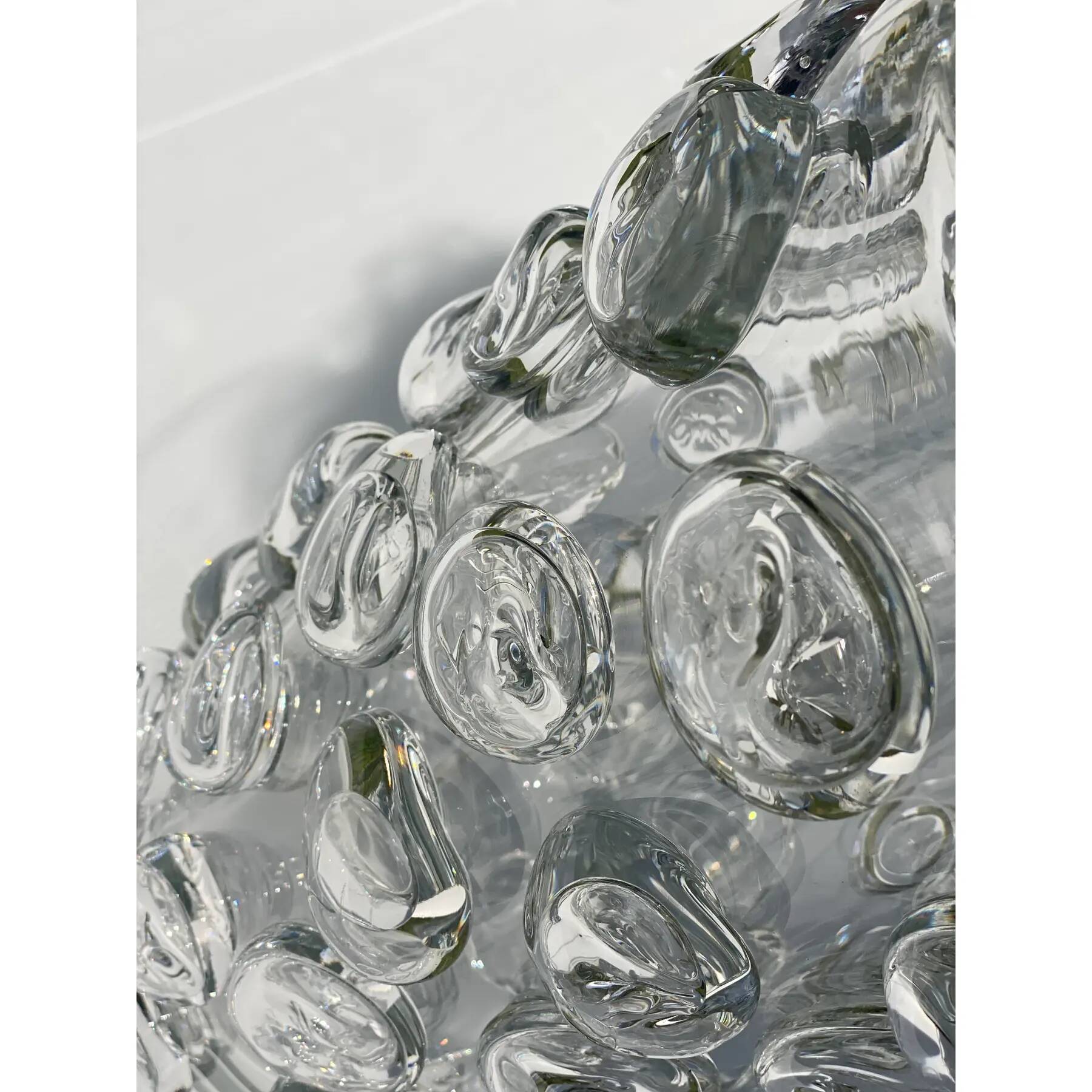 Contemporary hand-blown transparent Murano glass vase with bubbles