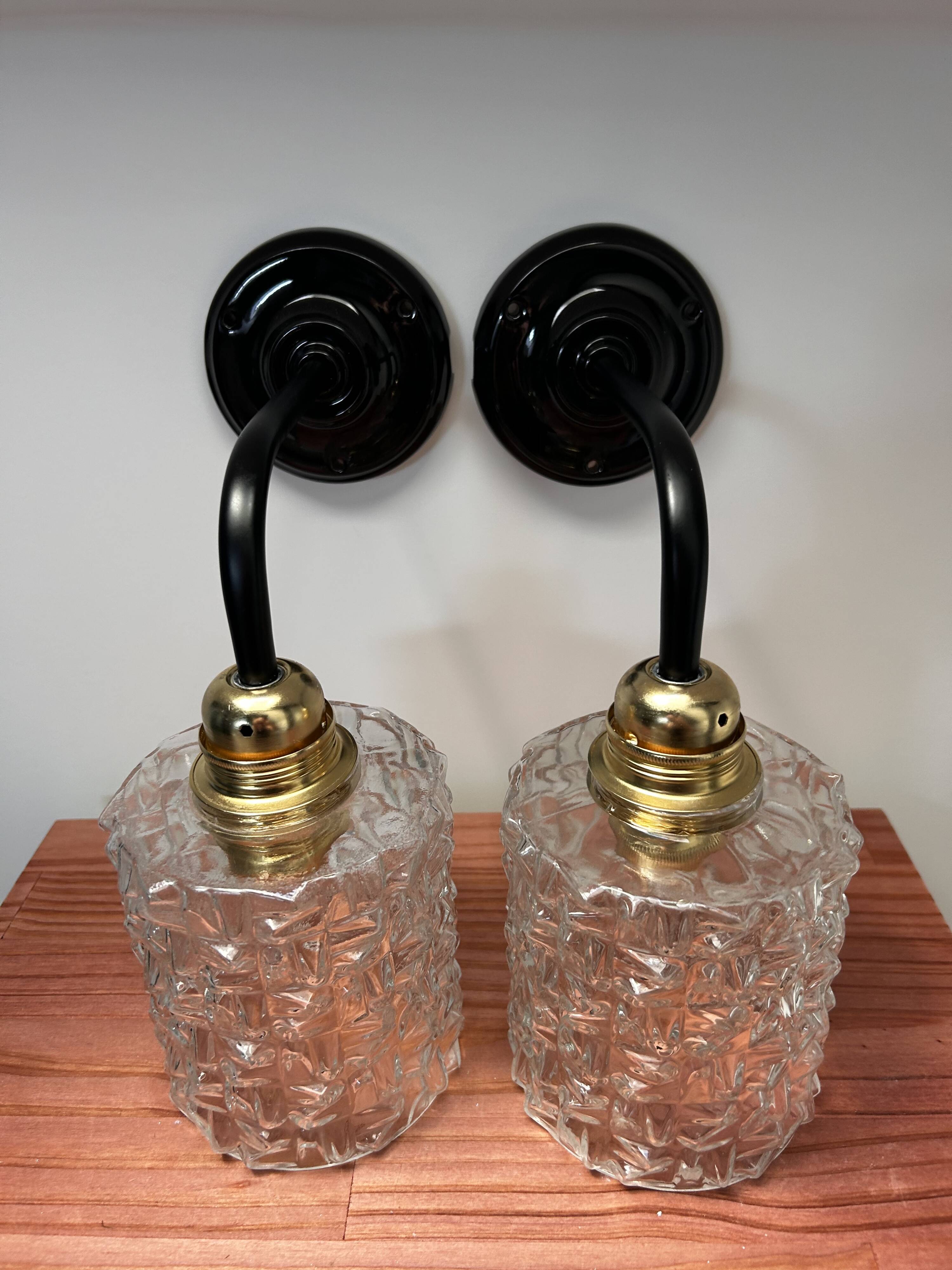Pair of vintage glass globe wall lights