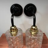 Pair of vintage glass globe wall lights