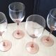 4 Luminarc wine glasses with pink stems