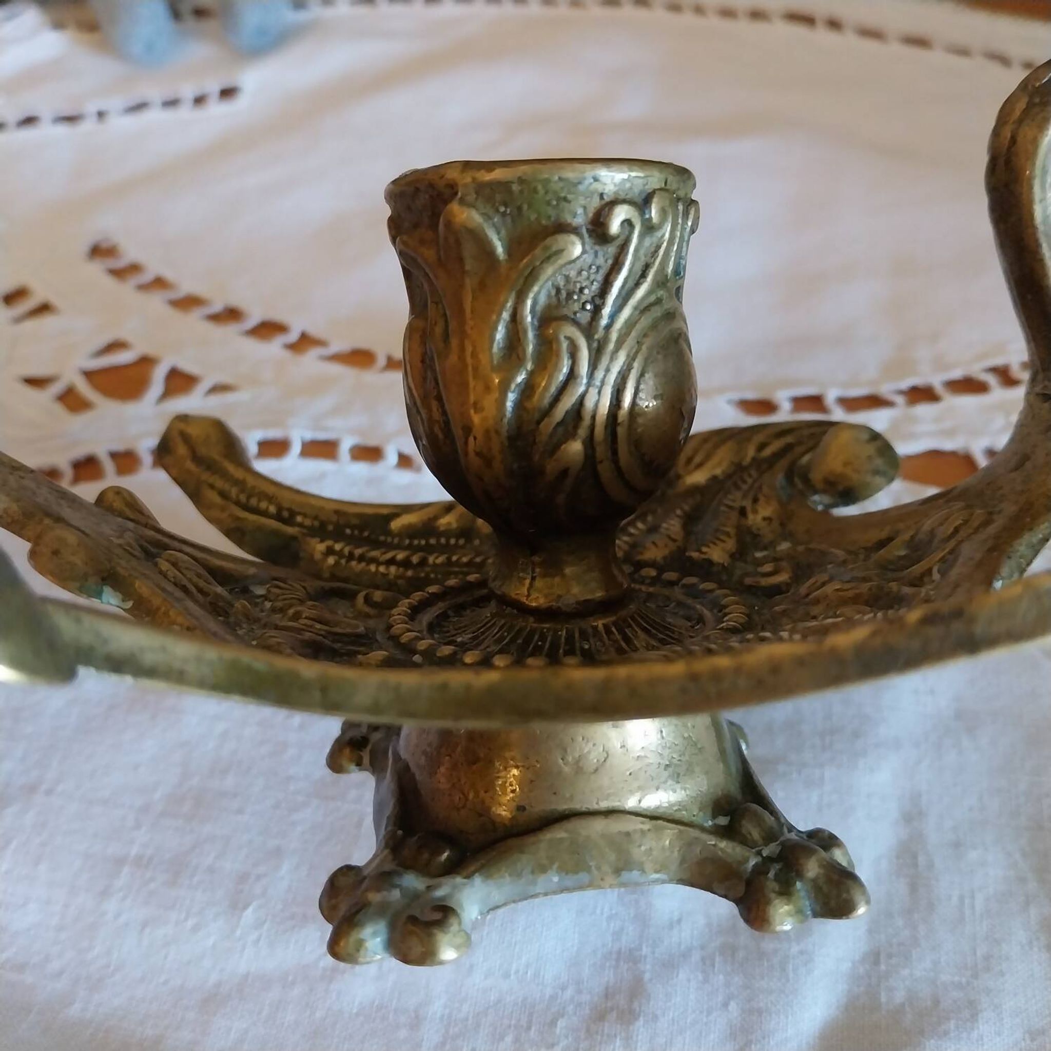 Antique gilt bronze hand candle holder