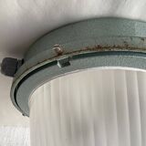 Large porthole wall light Holophane CE 200 glass and cast iron