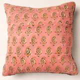 Handwoven Indian Kantha Cushion Cover in Green and Black