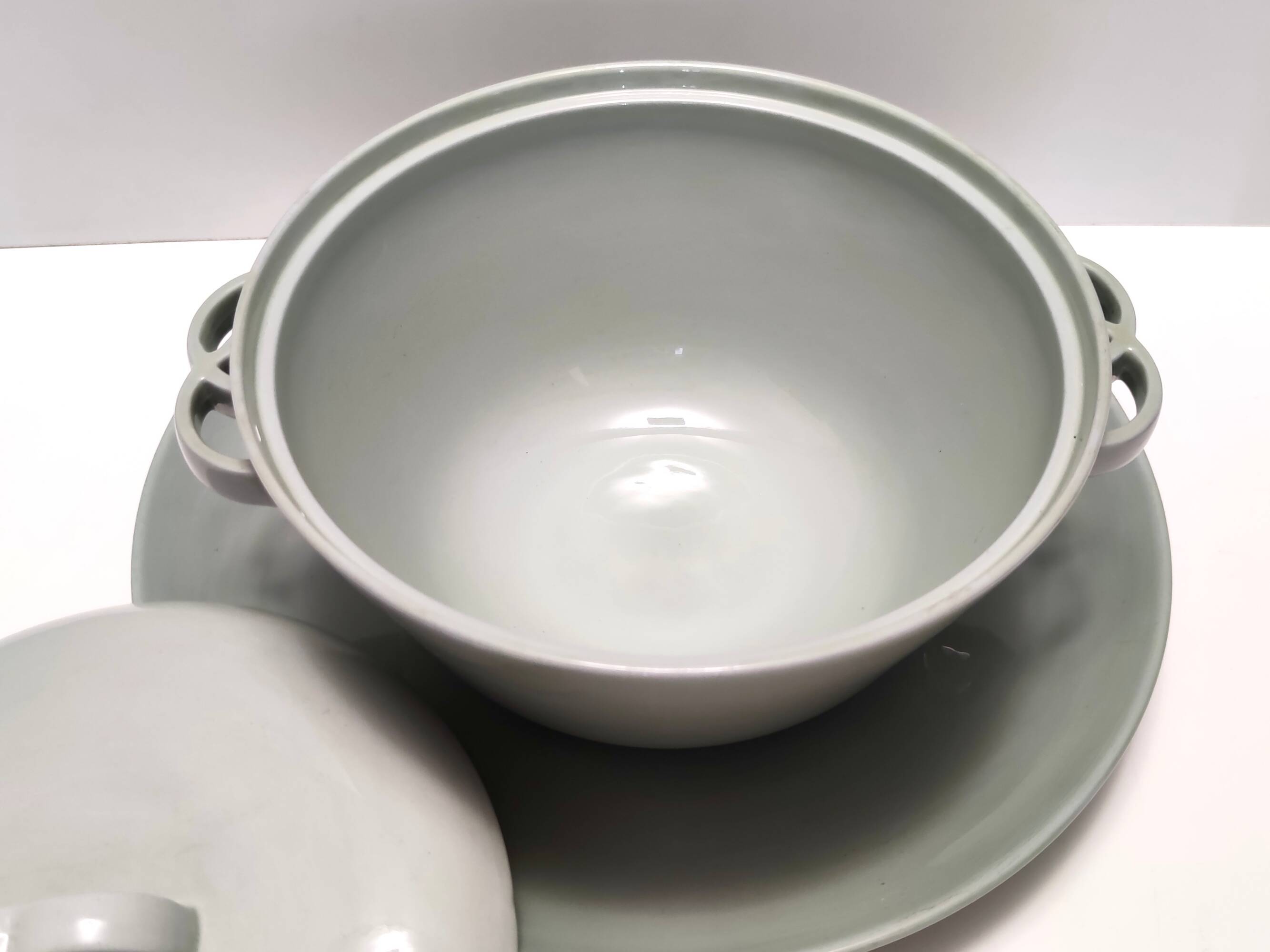 Vintage Sage Green Earthenware Serving Centerpiece by G. Andlovitz for Laveno