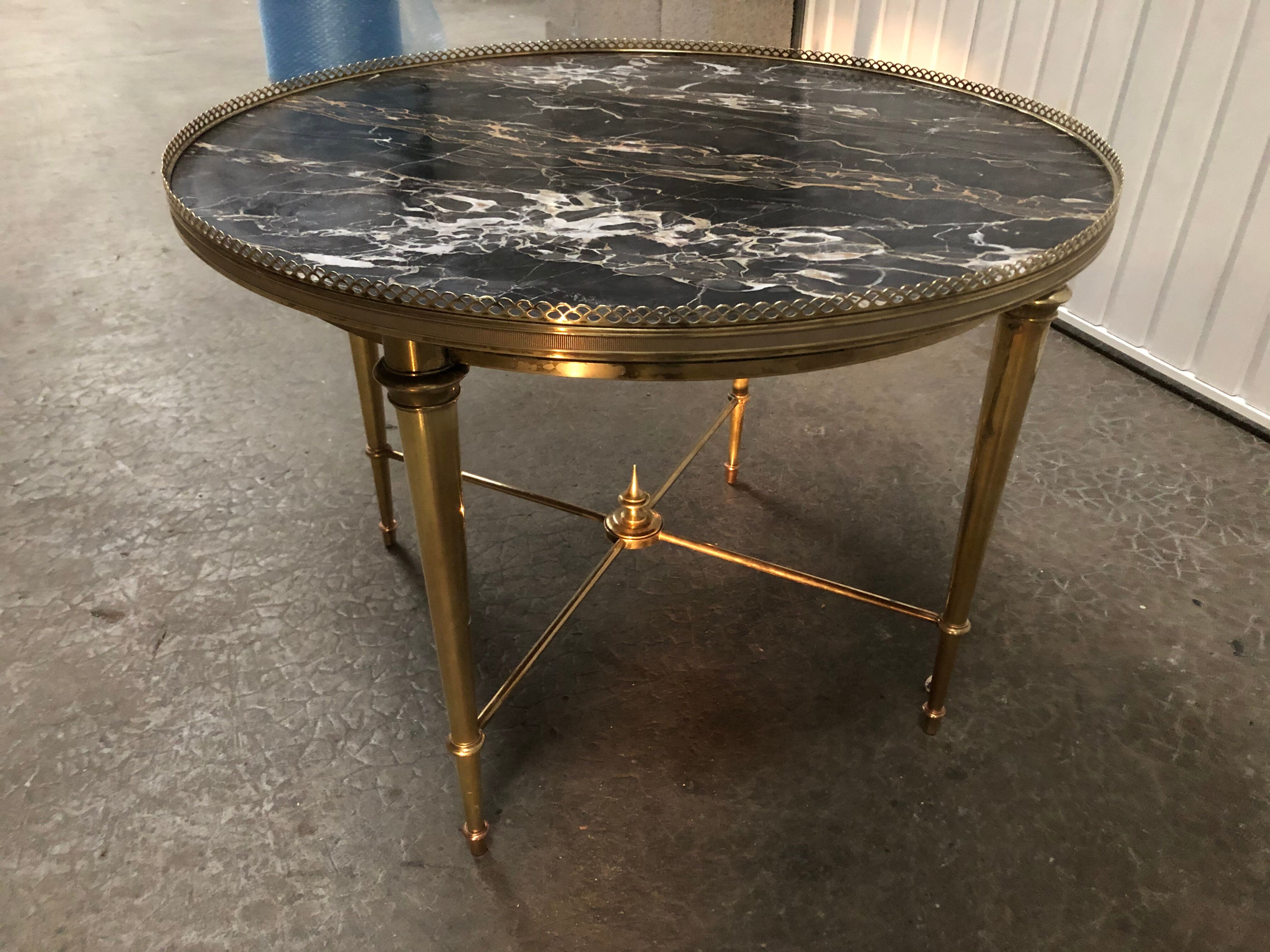 Table basse laiton et marbre