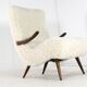 Fauteuil Cuddle designer mid-century moderne - pièce unique - tissu doodle