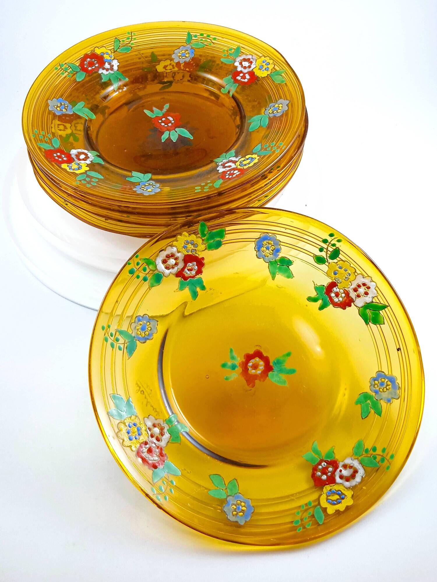 Set of 5 plates in blown glass Gordiola Mallorca