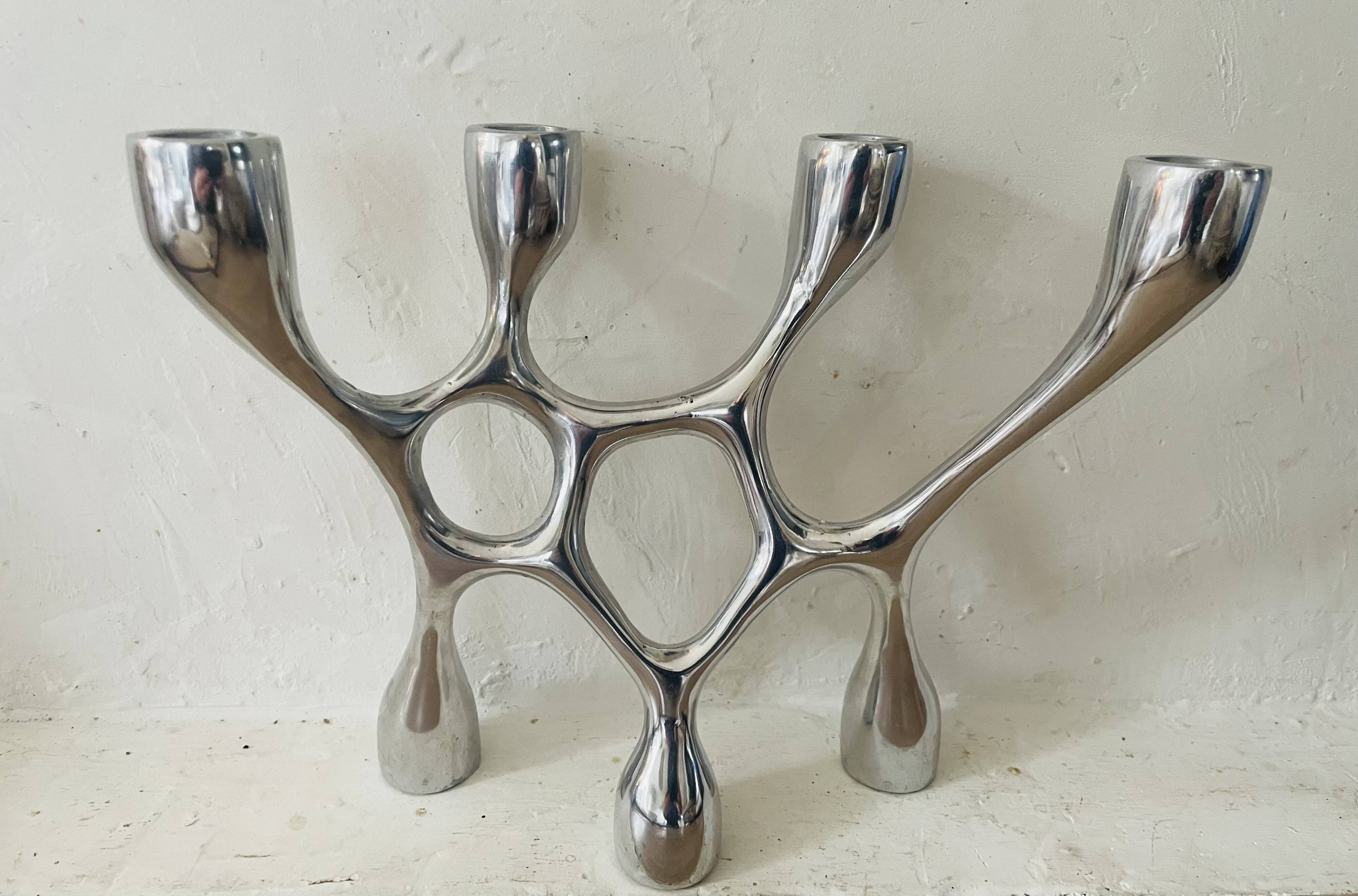Vintage aluminium cast iron candlestick