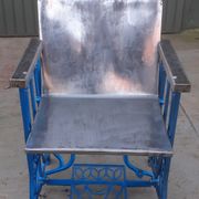 Electric blue metal armchair