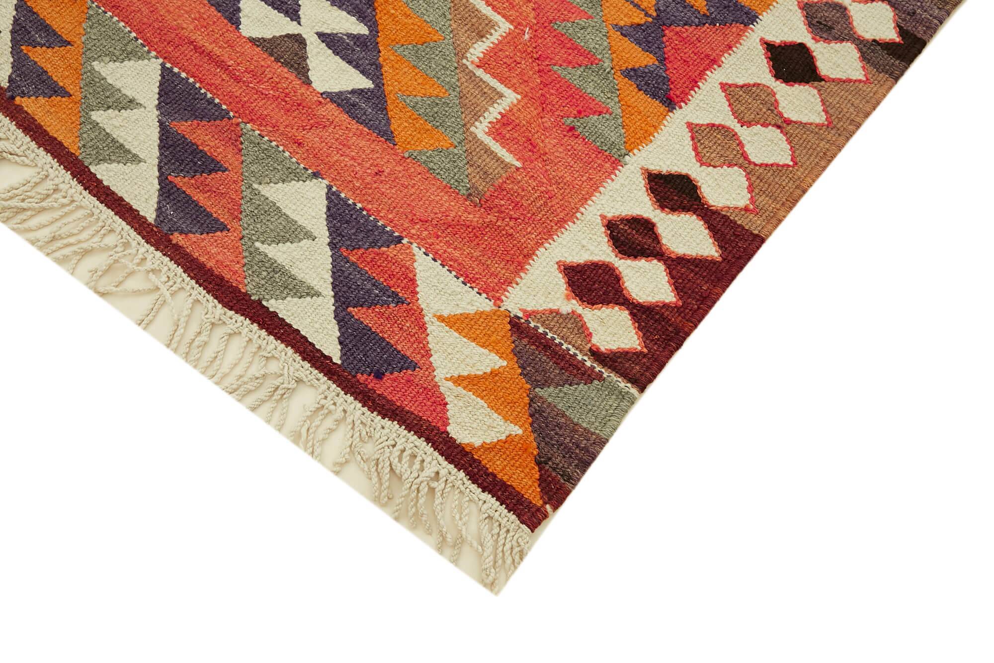Turkish Handwoven Vintage Herki Kilim 100 cm x 345 cm