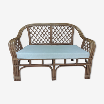 Wicker bench and rattan