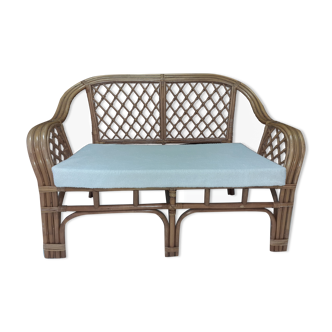 Wicker bench and rattan