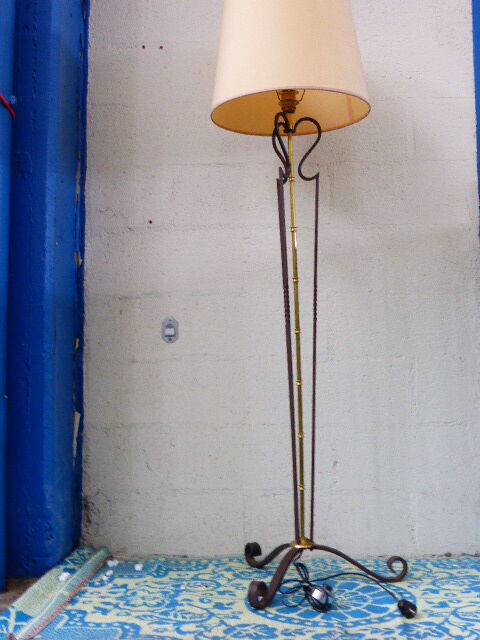 Lamppost twisted wrought iron and brass vintage