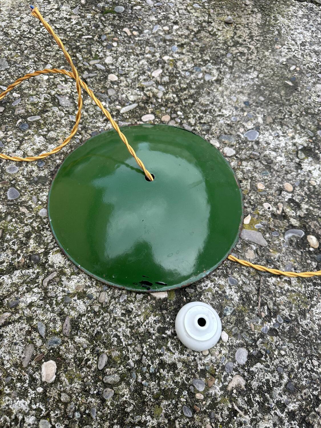 Vintage industrial pendant light farmhouse style old loft green and white lampshade