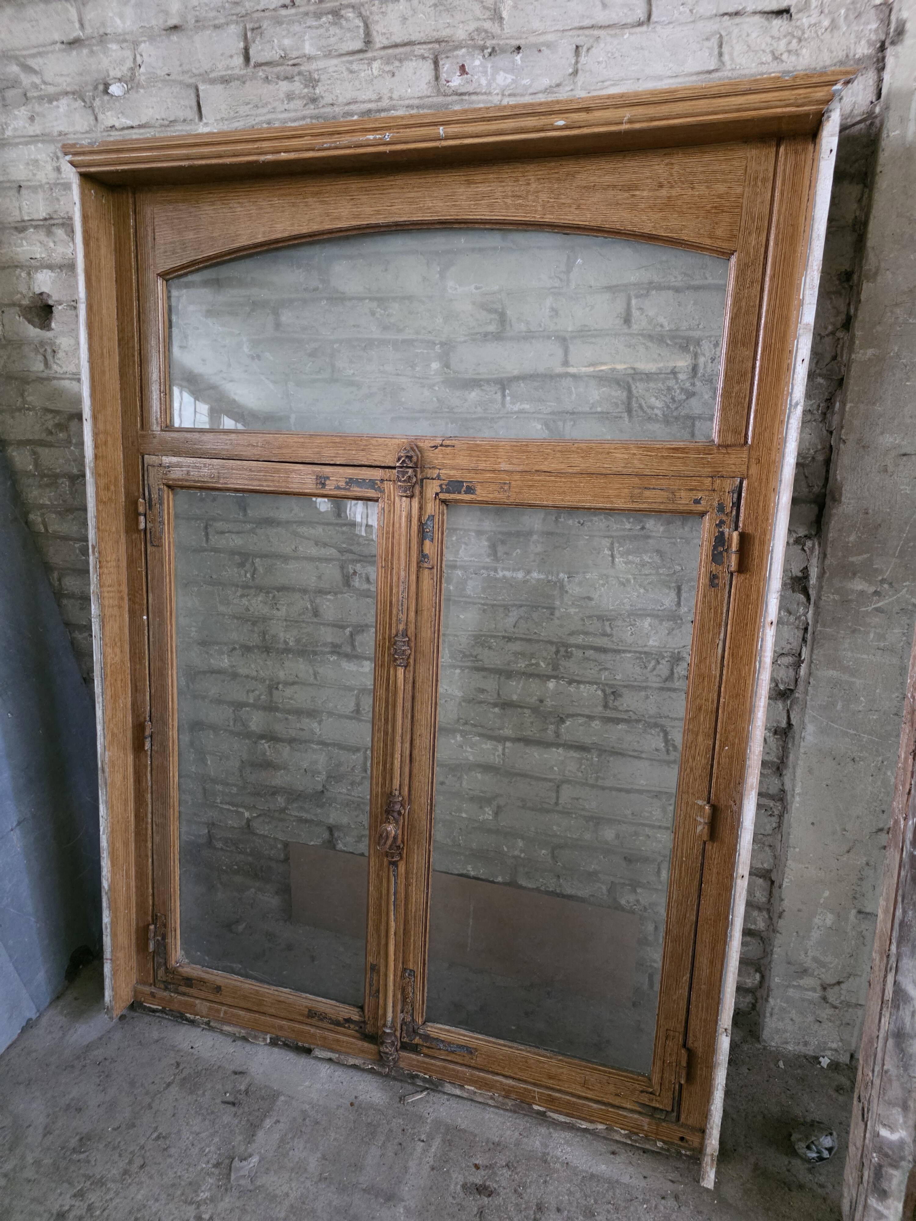 Pair of solid oak windows from the early 20th century.