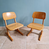 Pair of children's chairs by Casala in solid beech, 1960s.