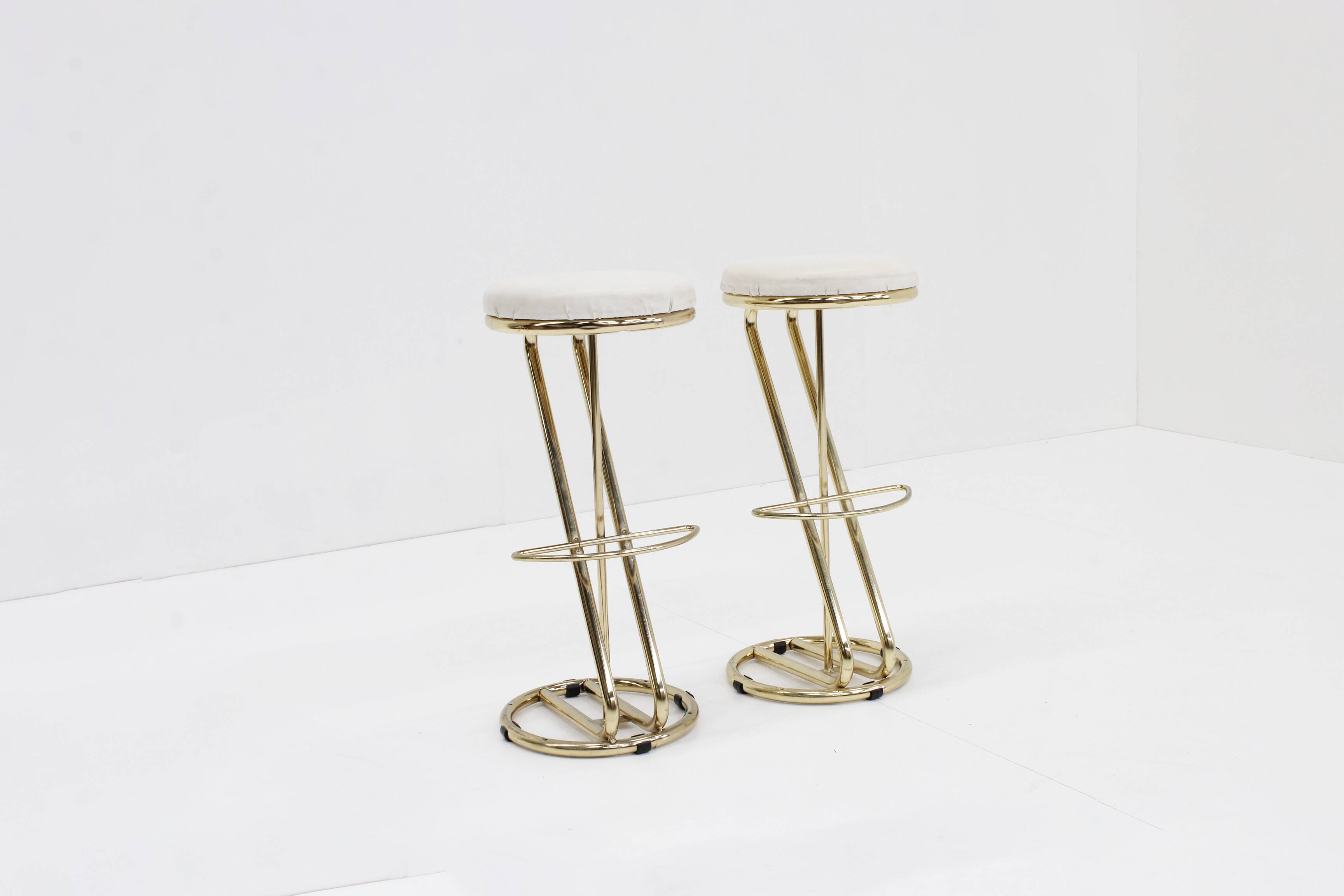Tabourets de bar italiens vintage en laiton, lot de 2