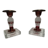 bougeoirs Westmorland vintage, bougeoirs, Ruby Red Flash. Artiste signé daté
