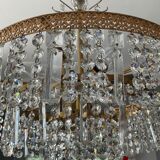 Old brass chandelier and crystal grapevines