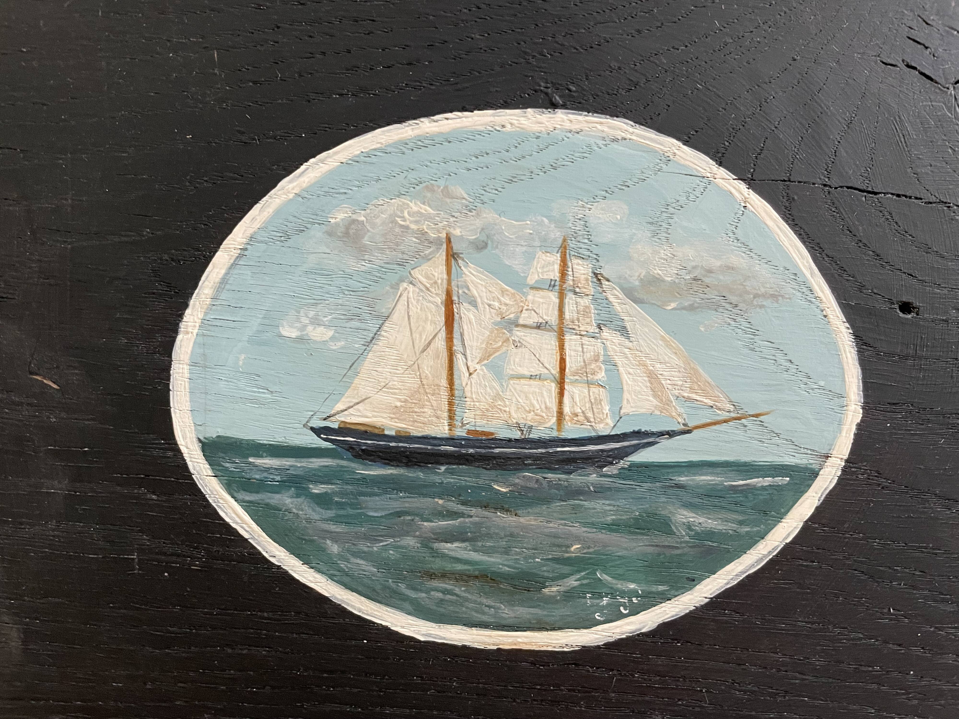 Maritime landscape, oil on thick wooden panel