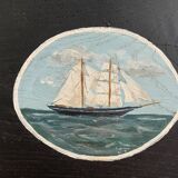 Maritime landscape, oil on thick wooden panel