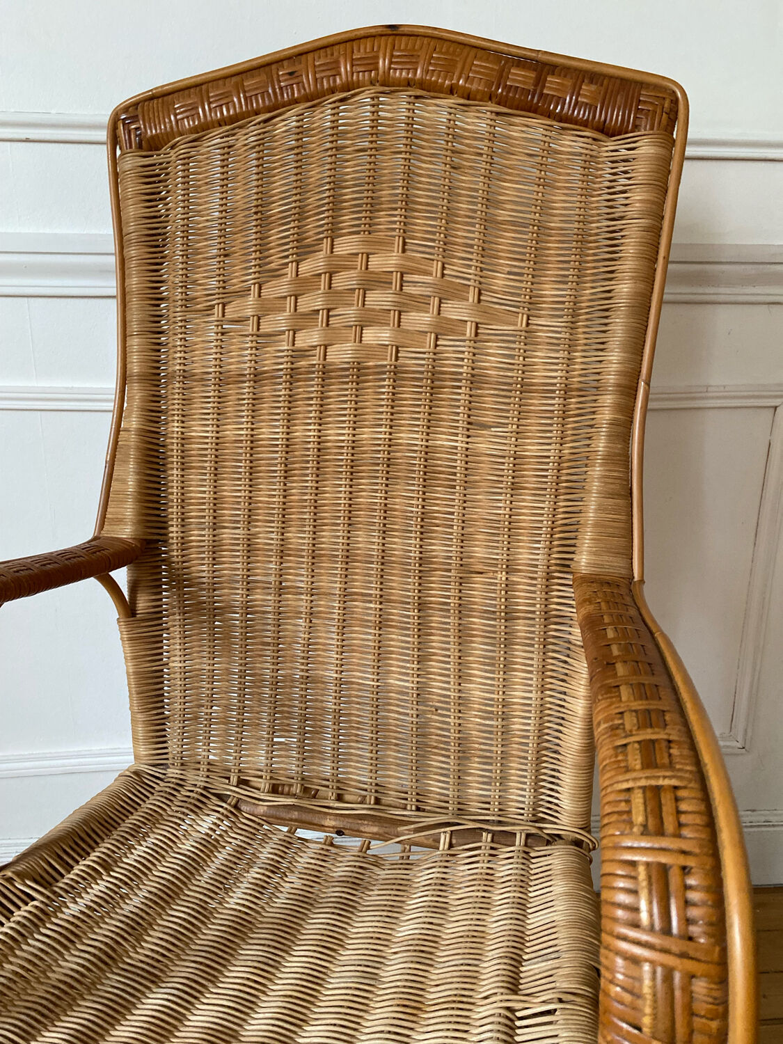 Vintage adult rattan armchair