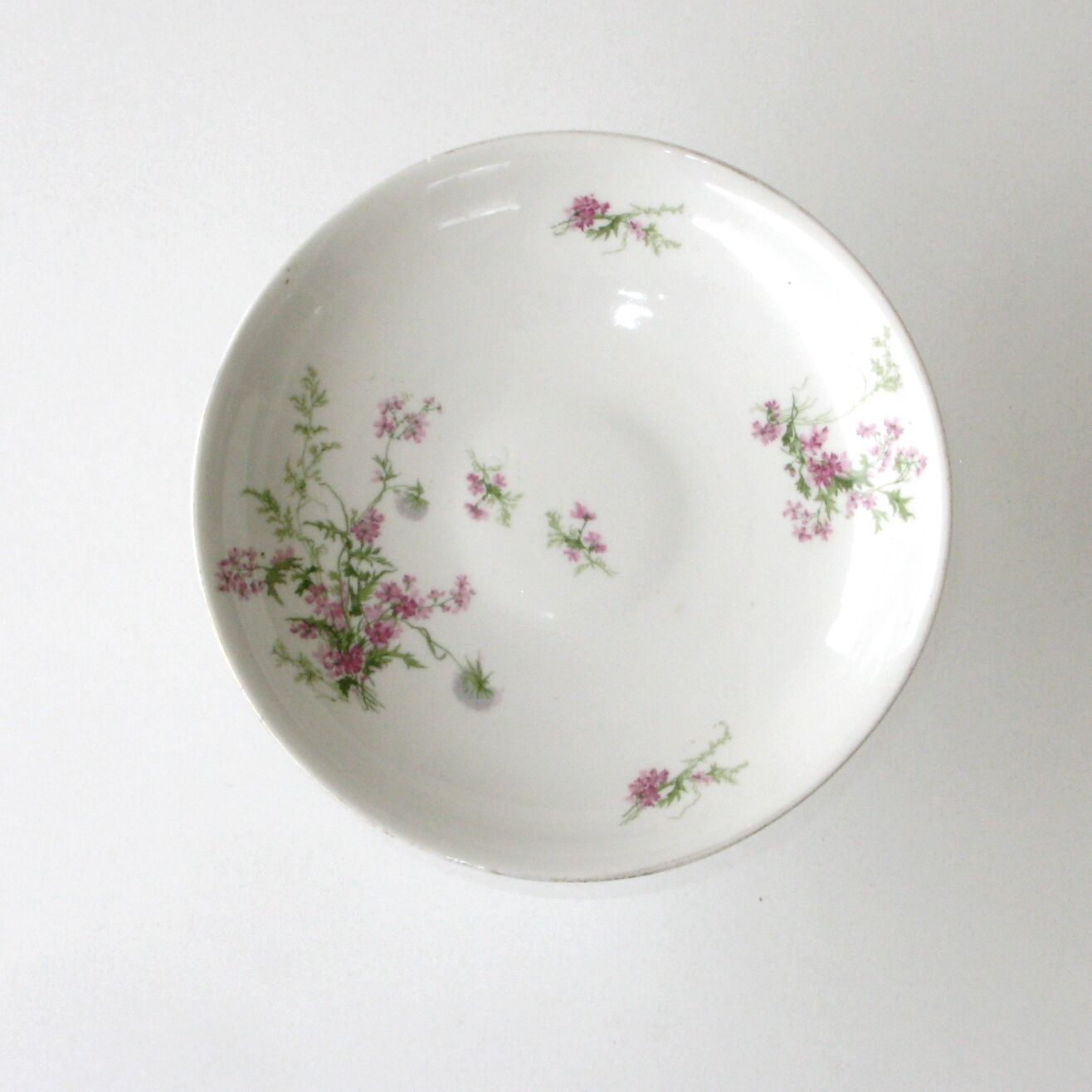 Old fruit cup decorated with pink flowers - limoges bourganeuf