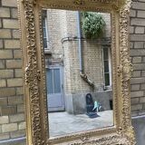 Large gilded Napoleon III mirror – late 19th century – restored, new glass