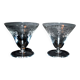 Set of 2 flared crystal glasses engraved guilloche scrolls art deco 1920 champagne cocktail cup