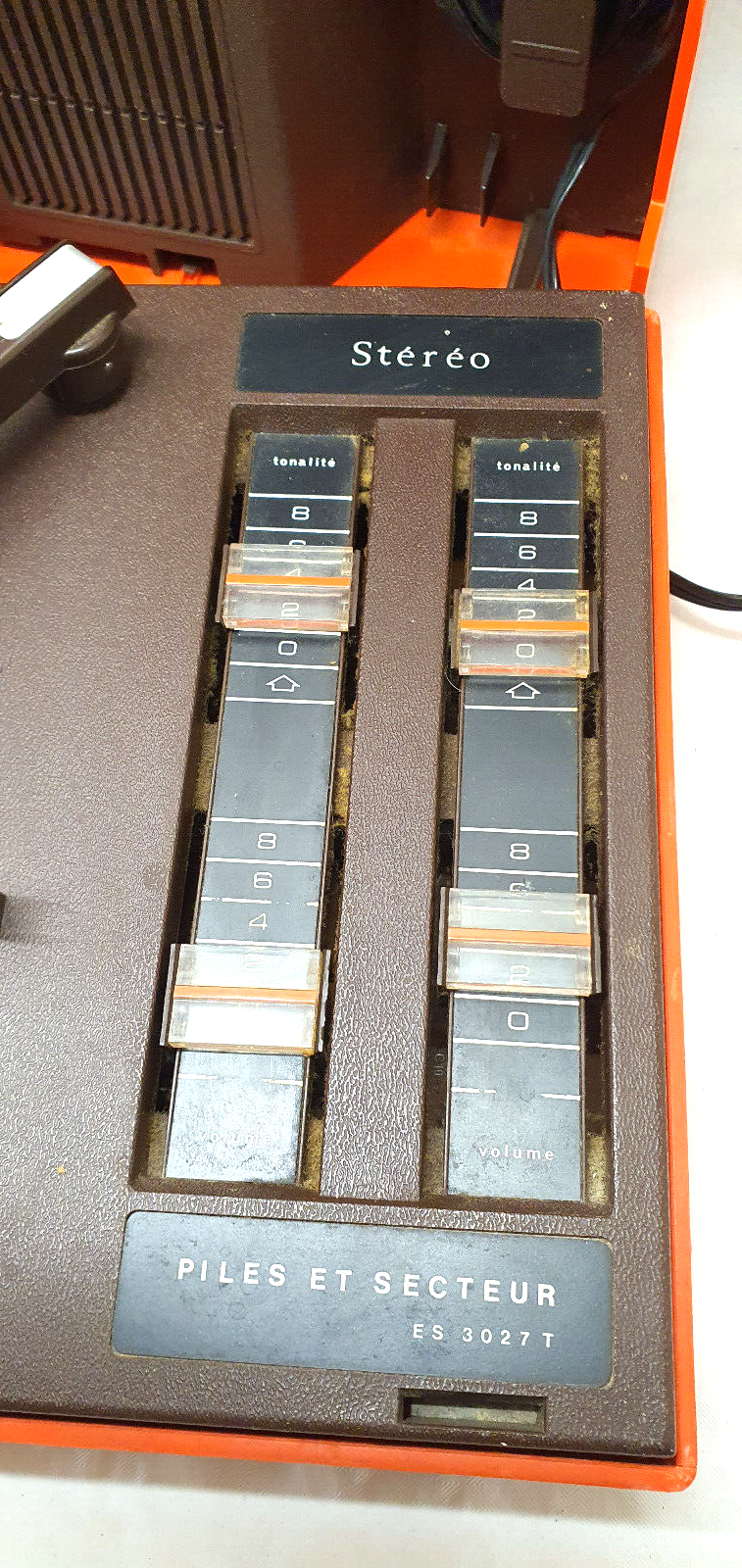 Old thomson stereo record player batteries and vintage sector orange