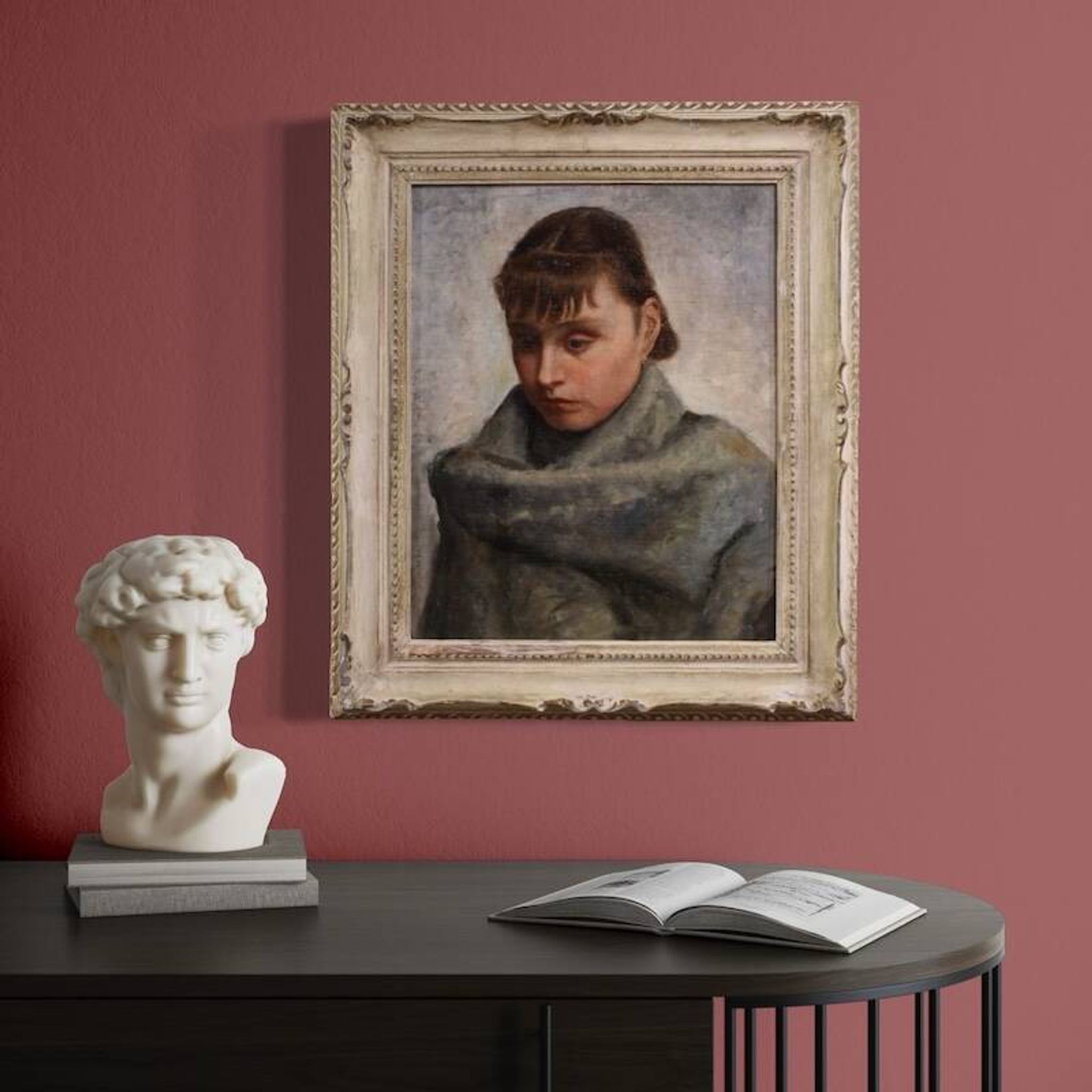 Italian painting portrait of a woman in Impressionist style
