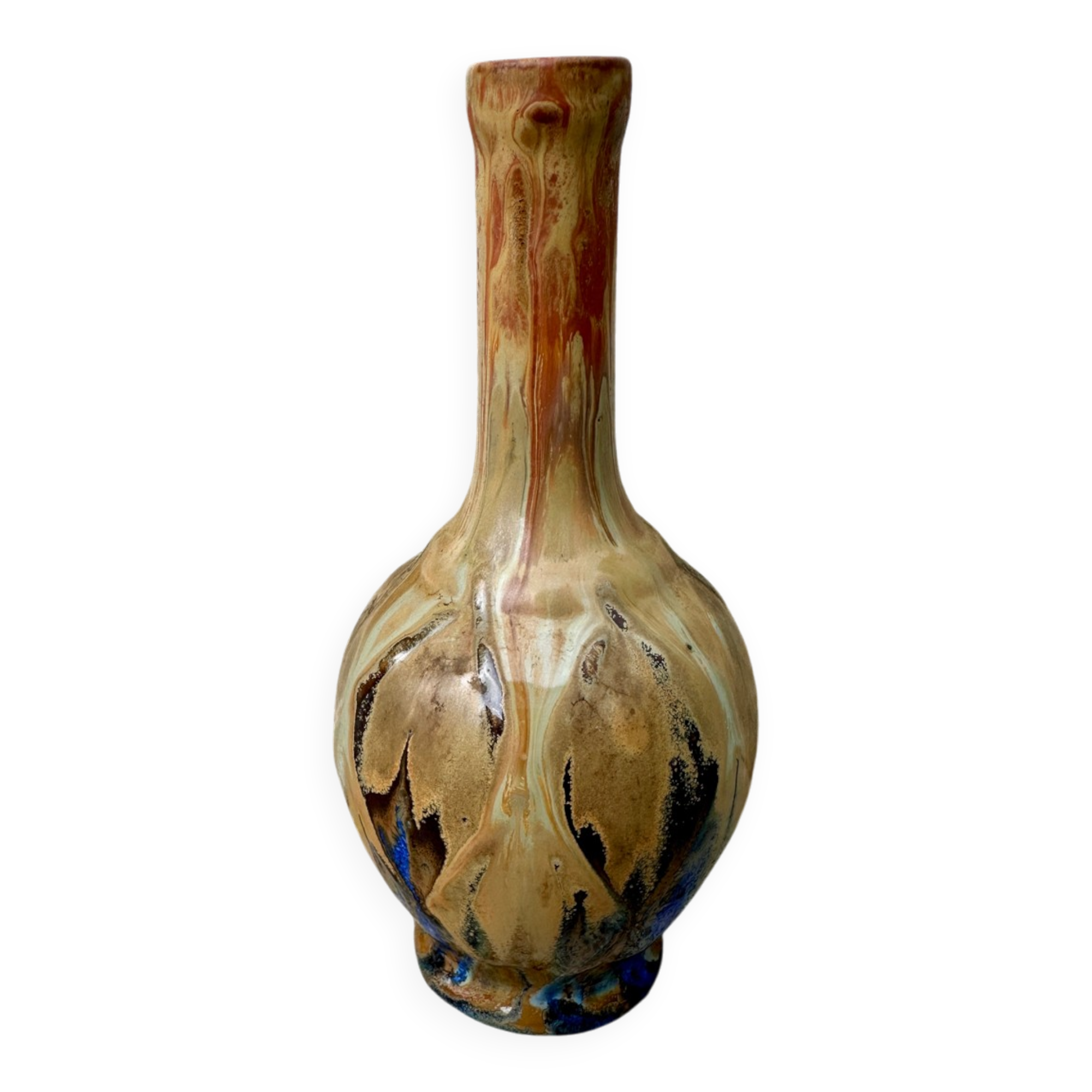 Small antique stoneware vase signed Jean Metenier