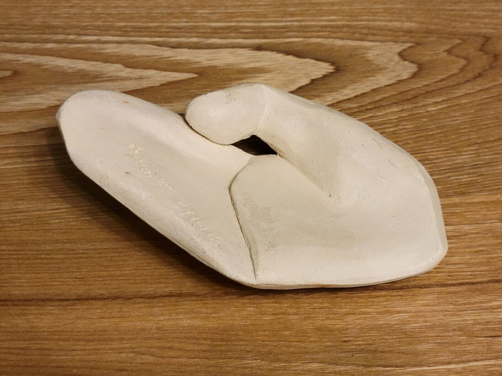 Empty hand pocket ceramic geometric sculpture brutalist signed