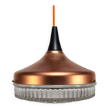 1970s Scandinavian Style Copper, Black & Prismatic Glass Pendant Lamp
