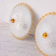 Set of 2 Italian Yellow Large Size Murano Glass Ceiling Fixture, Murano, 19
