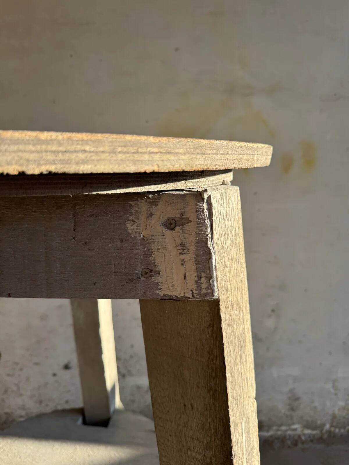 Vintage Rustic Wooden Side Table in Natural Wood Tones, Solid Wood, 1970s