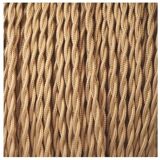 Metal and wood lamp base, 2M braided fabric cable.