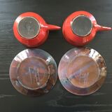 Pair of red cups and saucers