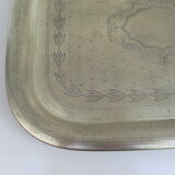 Rectangular brass top with engraved decoration